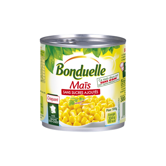 Maïs sans sucres ajoutés doux en grains BONDUELLE - Boîte 285g