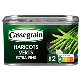 Haricots verts extra fins CASSEGRAIN - Boîte de 220g net égoutté