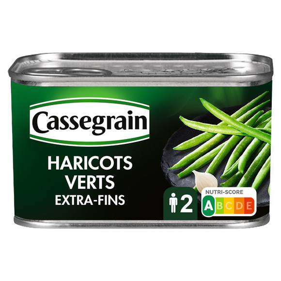 Haricots verts extra fins CASSEGRAIN - Boîte de 220g net égoutté