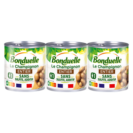 Champignons de Paris entiers sans sulfite BONDUELLE - 3 boîtes de 115g