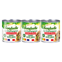 Champignons de Paris émincés gourmands sans sulfite BONDUELLE - 3 boîtes de 115g