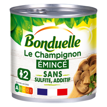 Champignons émincés au naturel sans sulfite BONDUELLE - Boîte 230g