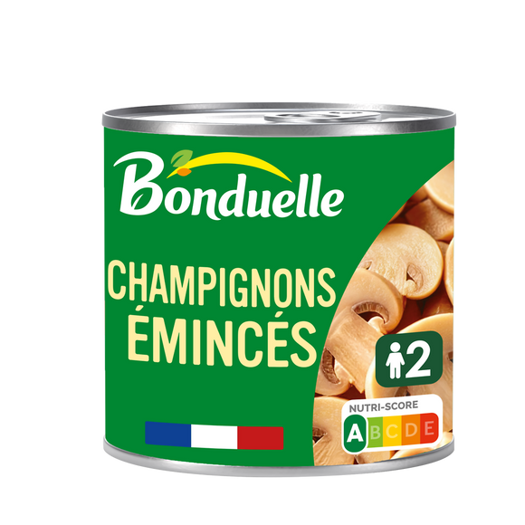 Champignons émincés au naturel sans sulfite BONDUELLE - Boîte 230g