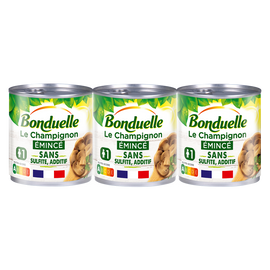 Champignon émincé Épais Sans Sulfite BONDUELLE - boîte - 3x115g