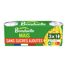 Maïs sans sucres ajoutés doux en grains BONDUELLE - 3 boîtes de 140g