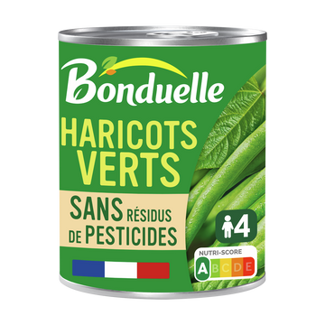 Haricots verts extra-fins Sans résidu de pesticides BONDUELLE - Boîtede 440g net égoutté