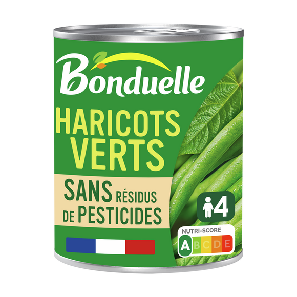 Haricots verts extra-fins Sans résidu de pesticides BONDUELLE - Boîtede 440g net égoutté