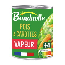 Petits pois doux et carottes Cuisson vapeur BONDUELLE - Boîte de 530gnet égoutté