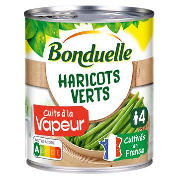 Haricots verts Cuisson vapeur BONDUELLE - Boîte de 440g net égoutté
