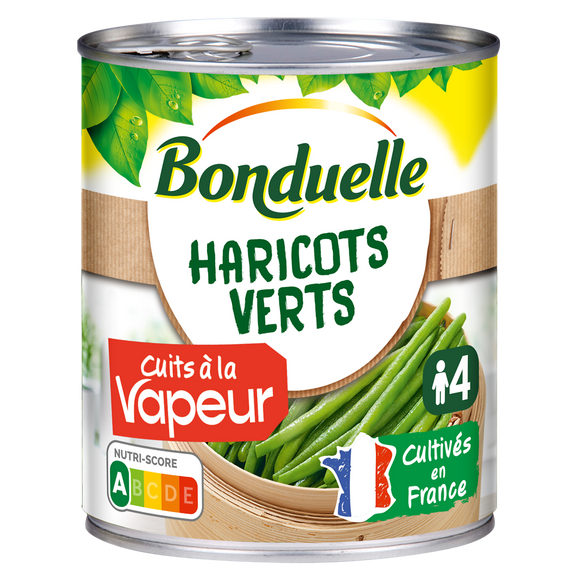 Haricots verts Cuisson vapeur BONDUELLE - Boîte de 440g net égoutté