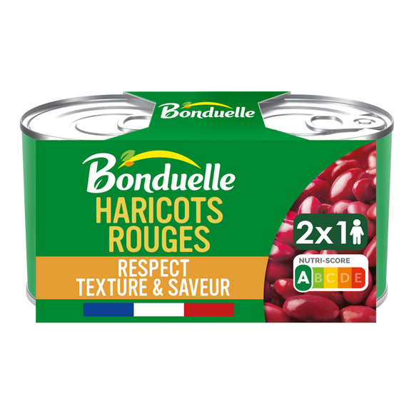 Haricots rouges fraîchement récoltés BONDUELLE, boîtes 2x1/4, 250g