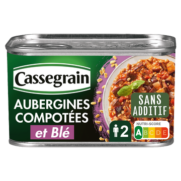 Aubergines compotées & Blé CASSEGRAIN - Boîte 375g