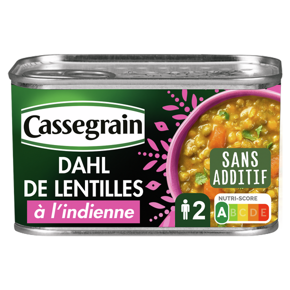 Dahl de lentilles à l'indienne CASSEGRAIN - Boîte 435g