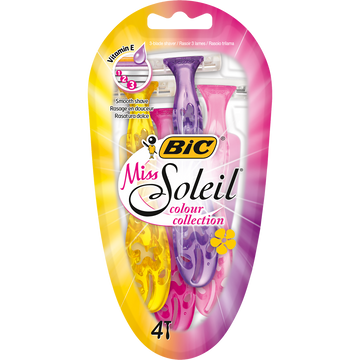 Rasoirs jetables féminin Miss soleil color sous blister, BIC, x4