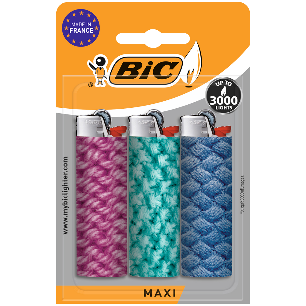 Briquets maxi décor J26 sous blister BIC, x3