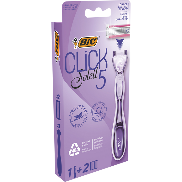 Rasoir Rechargeable BIC Click 5 Soleil - 5 Lames et Tête Pivotante