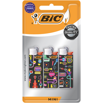 Briquets mini décor J25 multipack sous blister BIC, x3