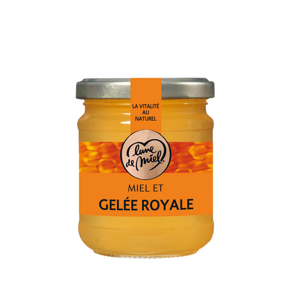 Miel à la gelée royale LUNE DE MIEL, pot en verre de 250g