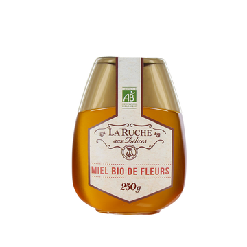 Miel de fleurs biologique LA RUCHE AUX DELICES, doseur de 250g