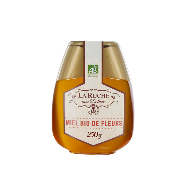 Miel de fleurs biologique LA RUCHE AUX DELICES, doseur de 250g