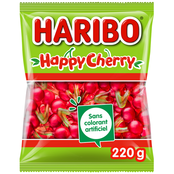 Bonbon happy cherry HARIBO, sachet 220g