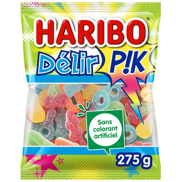 Bonbons gélifiés acides Delir' Pik HARIBO, sachet de 275g