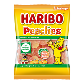 Bonbon Confiserie gélifiée arômatisée peaches HARIBO, sachet de 250g