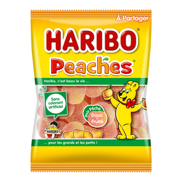 Bonbon Confiserie gélifiée arômatisée peaches HARIBO, sachet de 250g