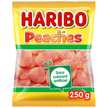 Bonbon Confiserie gélifiée arômatisée peaches HARIBO, sachet de 250g