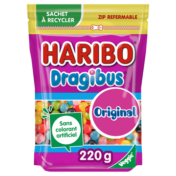 Confiserie dragéifiée dragibus HARIBO doypack 220g