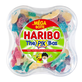 Confiserie gélifiée acidifiee the pik box HARIBO méga boîte 730g
