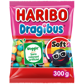 Confiserie dragéifiée dragibus soft HARIBO sachet 300g