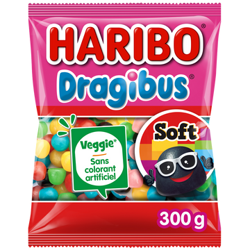 Confiserie dragéifiée dragibus soft HARIBO sachet 300g