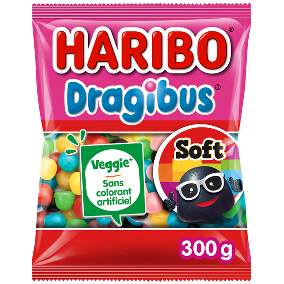 Confiserie dragéifiée dragibus soft HARIBO sachet 300g