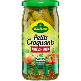 Cornichons petits croquants aigres-doux KÜHNE, bocal de 37cl, 185g
