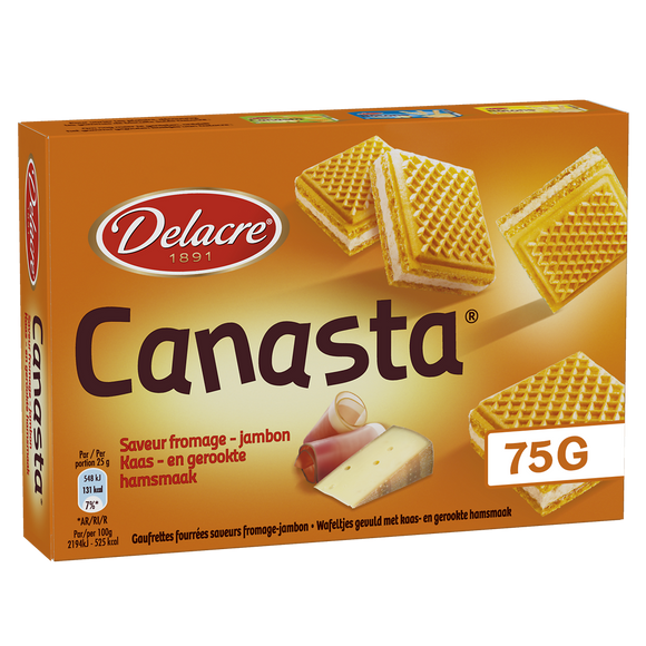 Biscuits apéritif Canasta au fromage saveur jambon fumé DELACRE, 75g