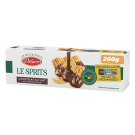 Biscuits le sprits chocolat au lait DELACRE, paquet de 200g