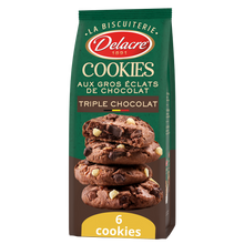 Biscuits cookies triple chocolat DELACRE 136g