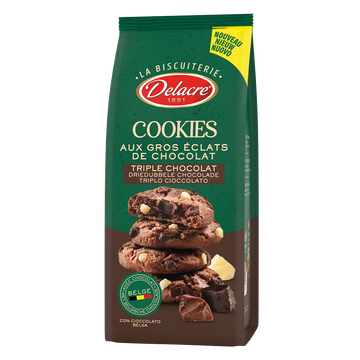 Biscuits cookies triple chocolat DELACRE 136g
