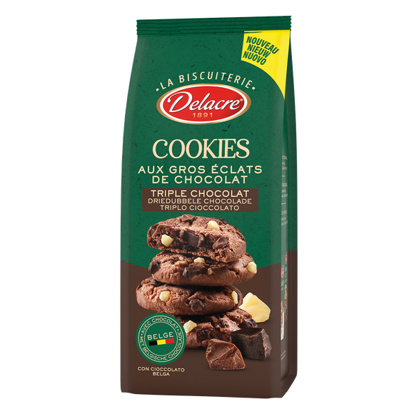 Biscuits cookies triple chocolat DELACRE 136g