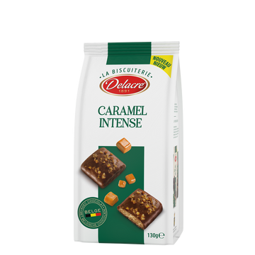 Biscuits au chocolat au lait & au caramel intense DELACRE, 130g