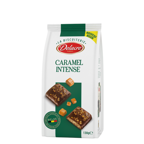 Biscuits au chocolat au lait & au caramel intense DELACRE, 130g