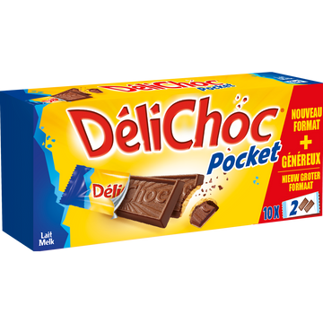 Gâteau chocolat au lait DELICHOC, pocket 250g