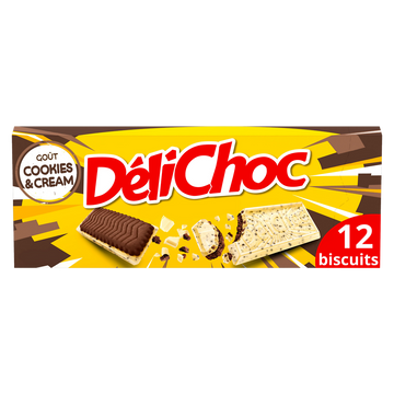 Biscuits cookies et cream DELICHOC, sachet de 150g