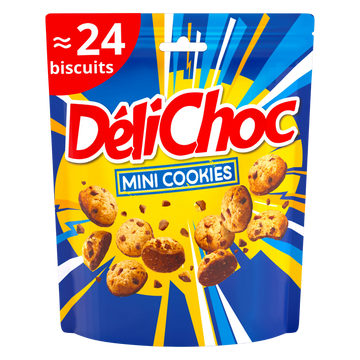 Biscuits mini cookies DELICHOC, sachet de 120g