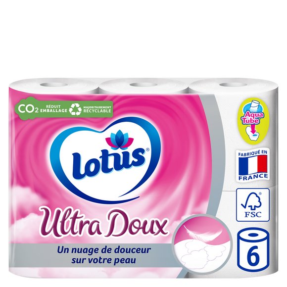 Papier toilette ouaté ultra doux aqua-tube Lotus 2P x6 rlx