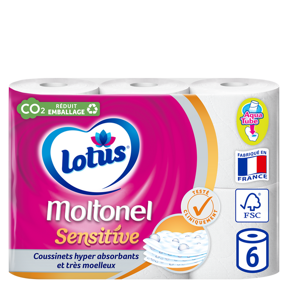 Papier toilette sensitive blanc Moltonel 5P x6 rouleaux