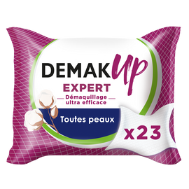 Lingettes démaquillantes expert tous types de peaux DEMAK'UP, x23