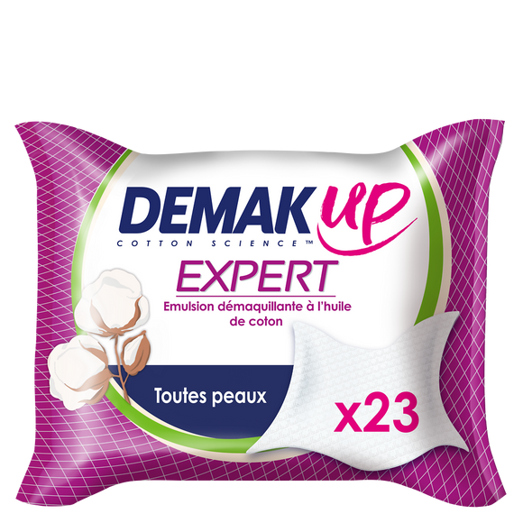 Lingettes démaquillantes expert tous types de peaux DEMAK'UP, x23