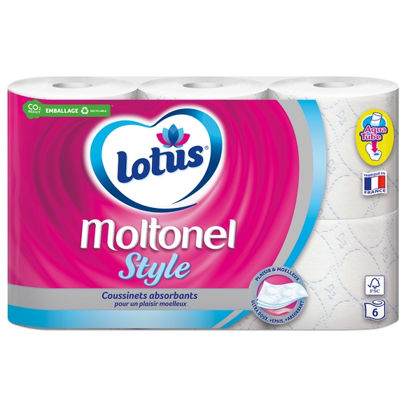 Papier toilette aquatube MOLTONEL style, 6 rouleaux